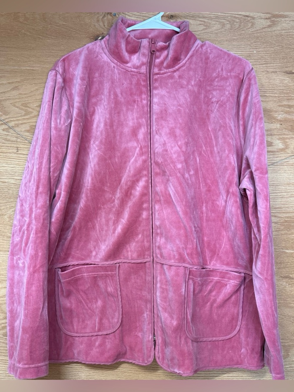 Koret Sport Vintage Velour Zip Jacket in Dusty Rose Pink